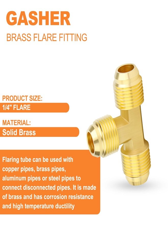 GASHER 5PCS Brass 3 Way, Flare Tee Tube Fitting Pipe Adapter, 1/4" x 1/4" x 1/4" NPT Male Flare Tee Pipe Fittings - Image 4